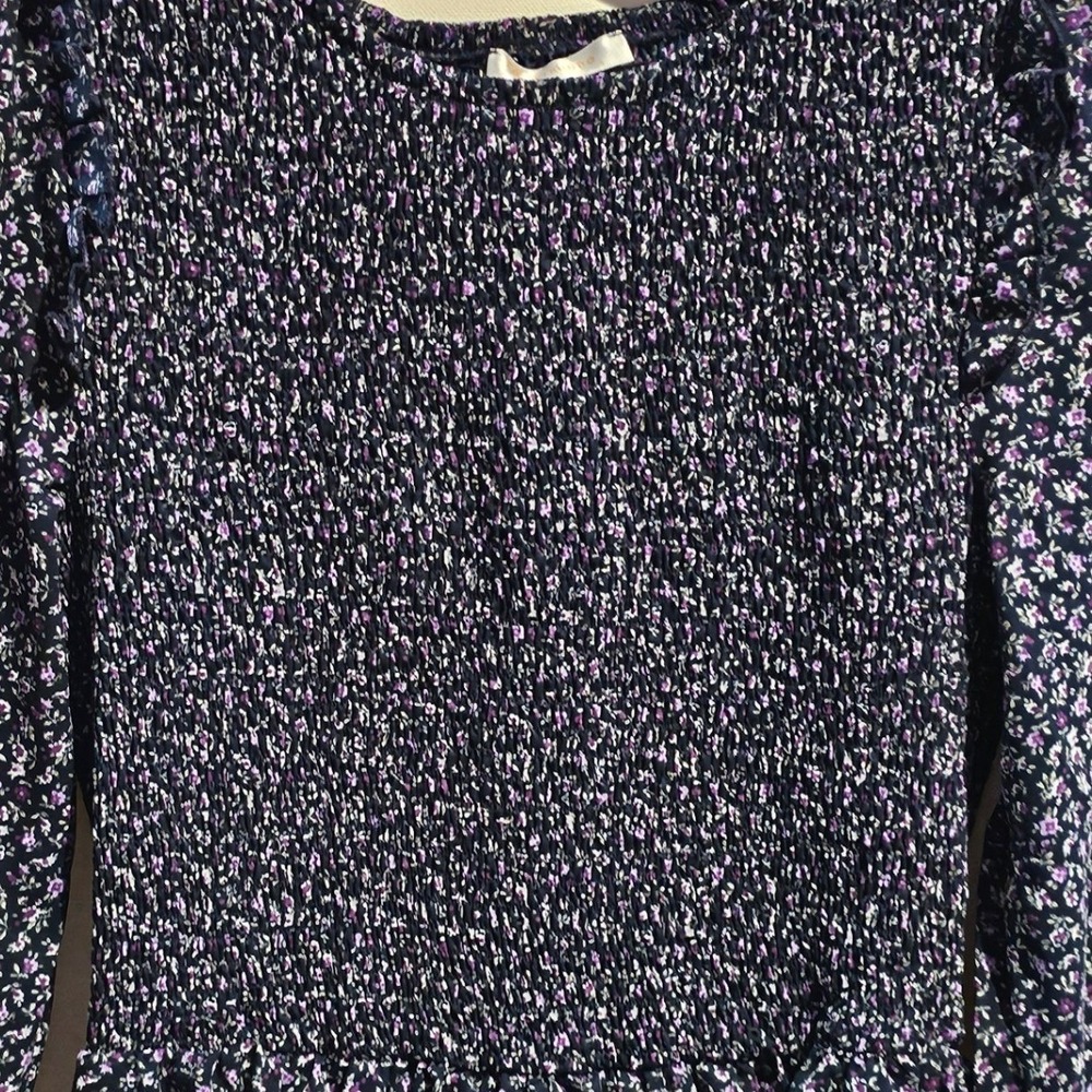 KIRUNDO Women's Floral Smocked Long Sleeve Tiered Mini Dress Size L - Picture 3 of 8